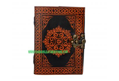 Leather Blank Travel Leather Journal Note Book Orange With Black Journal